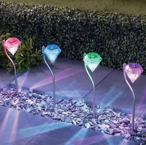 GemGlow Solar Diamond Garden Light – Colour - Changing LED for Outdoor Decor - Demuva