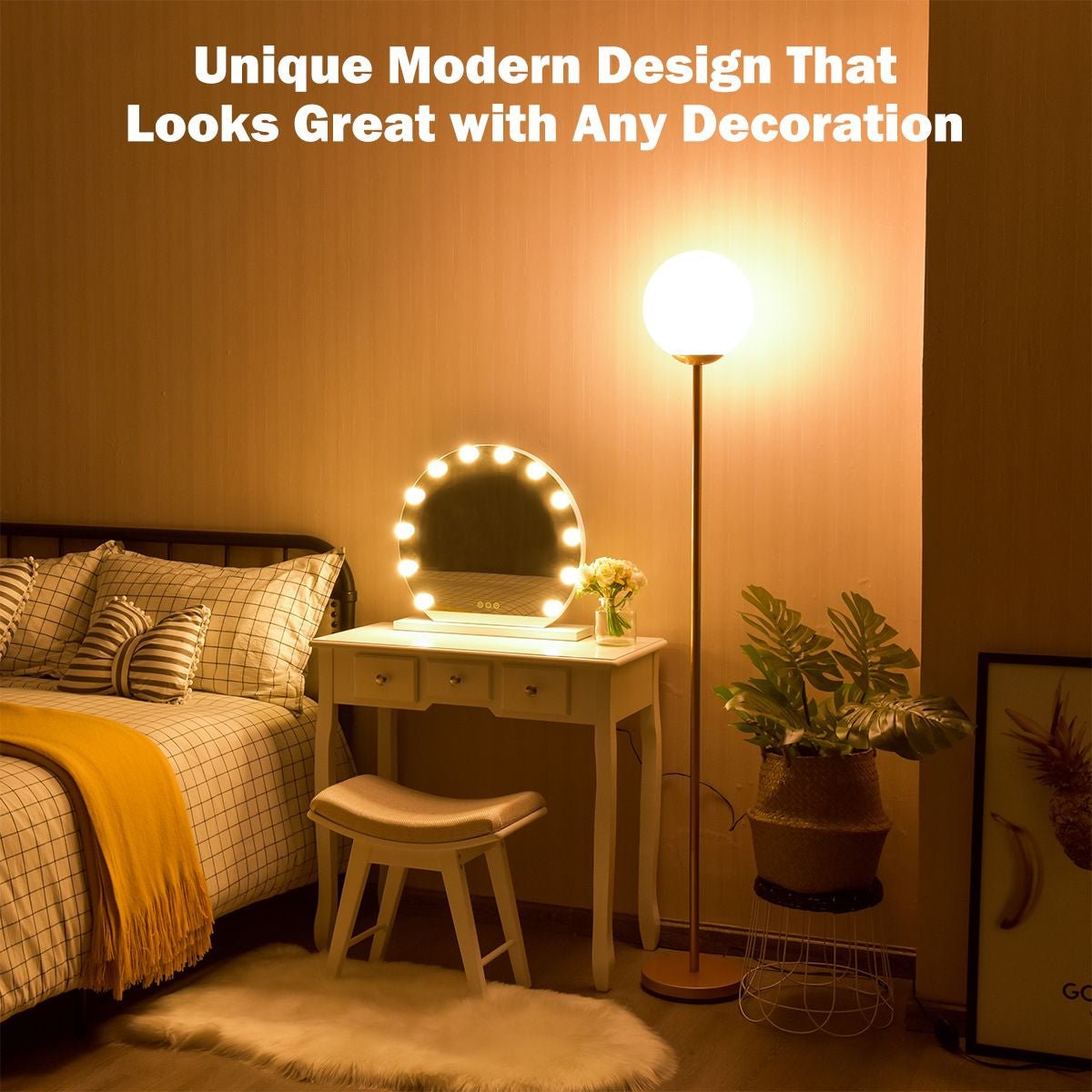 Globe Lamp Cover Floor Lamp with Acrylic Lampshade - Demuva