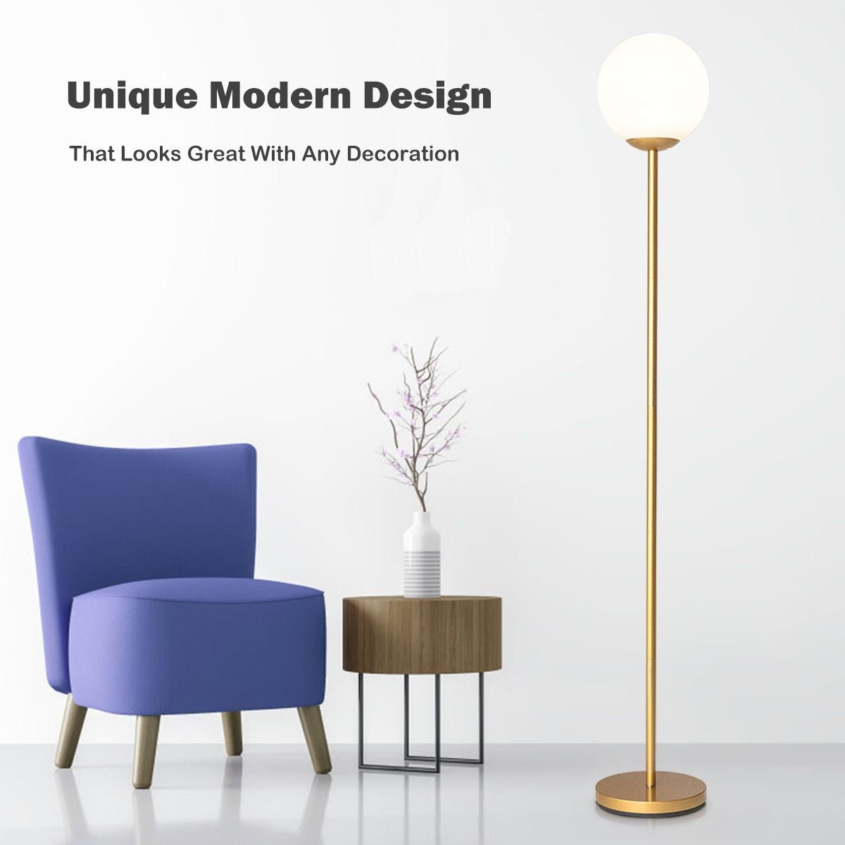 Globe Lamp Cover Floor Lamp with Acrylic Lampshade - Demuva