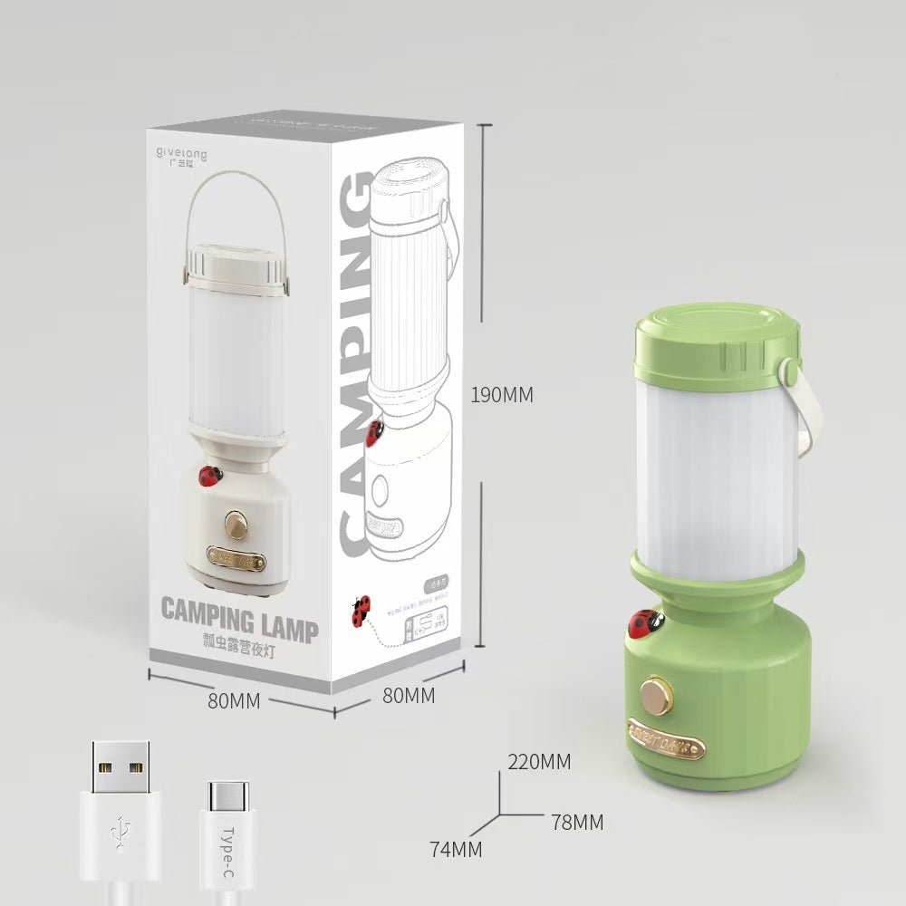 GlowBug Portable Camping Light – Retro Rechargeable Lamp for Outdoors & Emergencie - Demuva