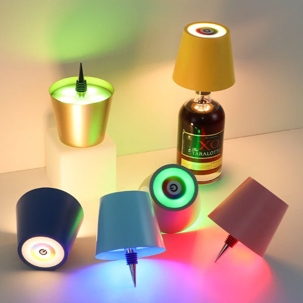 GlowPour Wine Bottle Table Lamp – Rechargeable Plug - In Bottle Light - Demuva