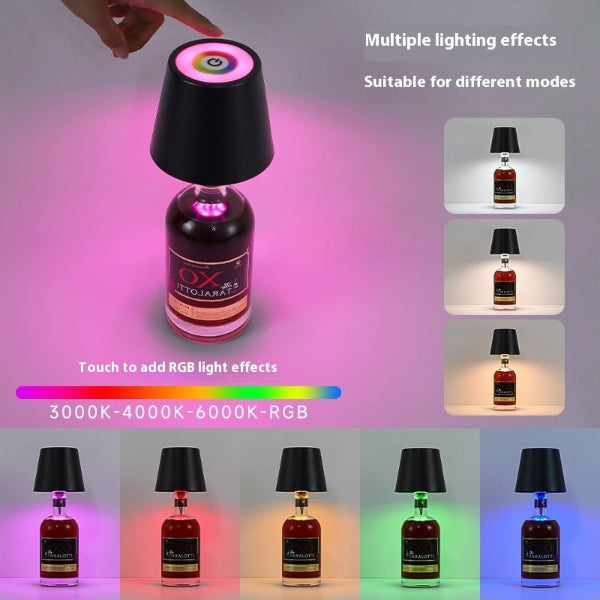 GlowPour Wine Bottle Table Lamp – Rechargeable Plug - In Bottle Light - Demuva