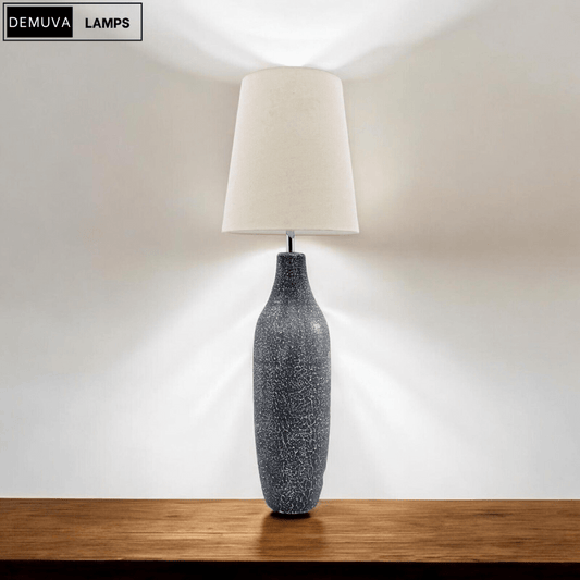 Grey Cement Extra Large Floor Lamp with Empire Shade - Demuva