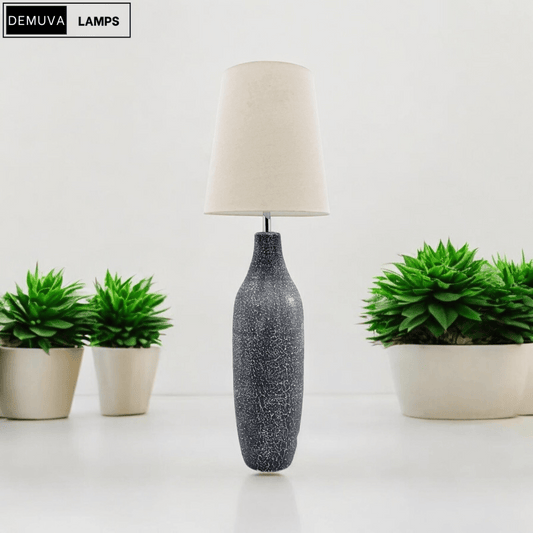 Grey Cement Extra Large Floor Lamp with Empire Shade - Demuva