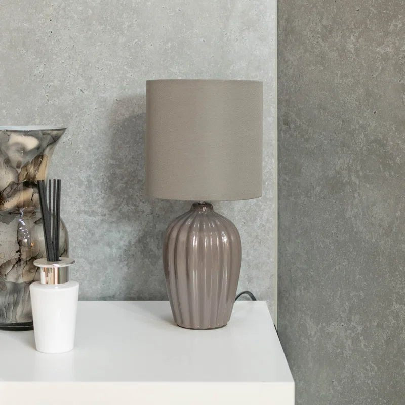 Grey Fluted Table Lamp - Demuva