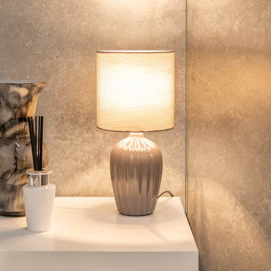 Grey Fluted Table Lamp - Demuva