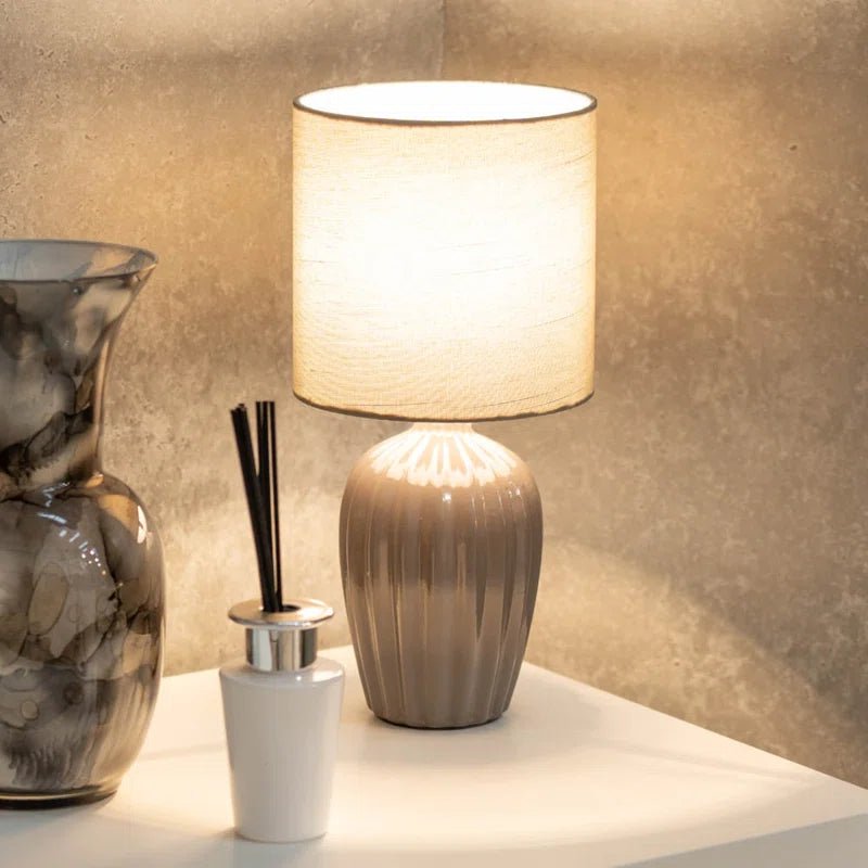 Grey Fluted Table Lamp - Demuva