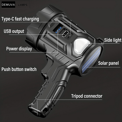Handheld LED Spotlight Rechargeable Camping Hunting Flashlight Torch Spot Light - Demuva