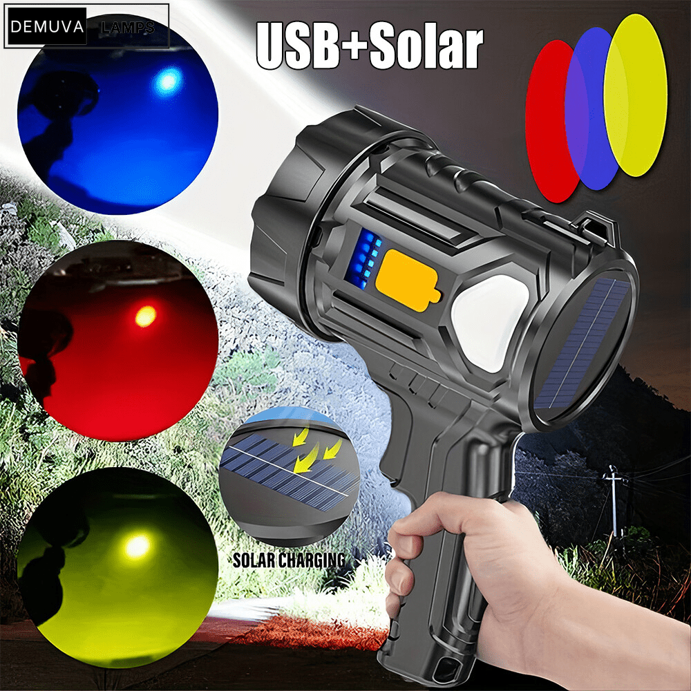 Handheld LED Spotlight Rechargeable Camping Hunting Flashlight Torch Spot Light - Demuva