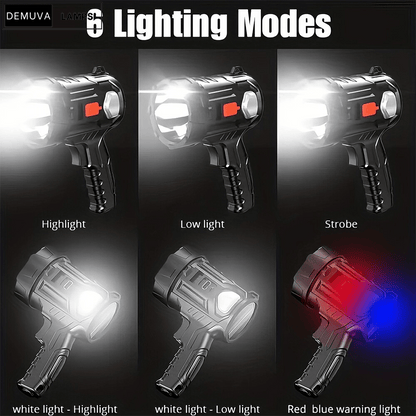 Handheld LED Spotlight Rechargeable Camping Hunting Flashlight Torch Spot Light - Demuva