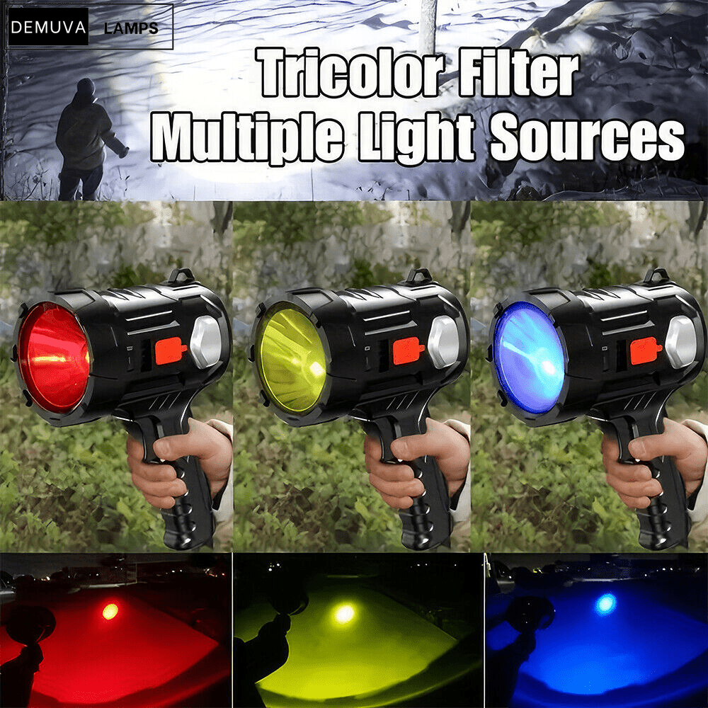 Handheld LED Spotlight Rechargeable Camping Hunting Flashlight Torch Spot Light - Demuva