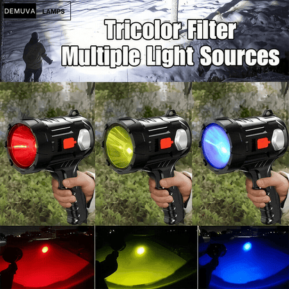Handheld LED Spotlight Rechargeable Camping Hunting Flashlight Torch Spot Light - Demuva