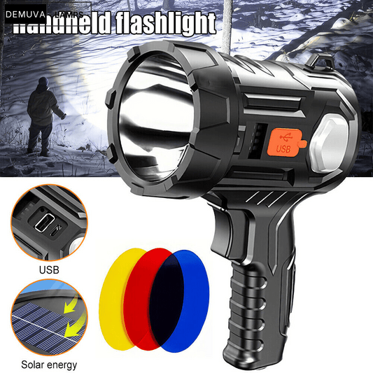 Handheld LED Spotlight Rechargeable Camping Hunting Flashlight Torch Spot Light - Demuva