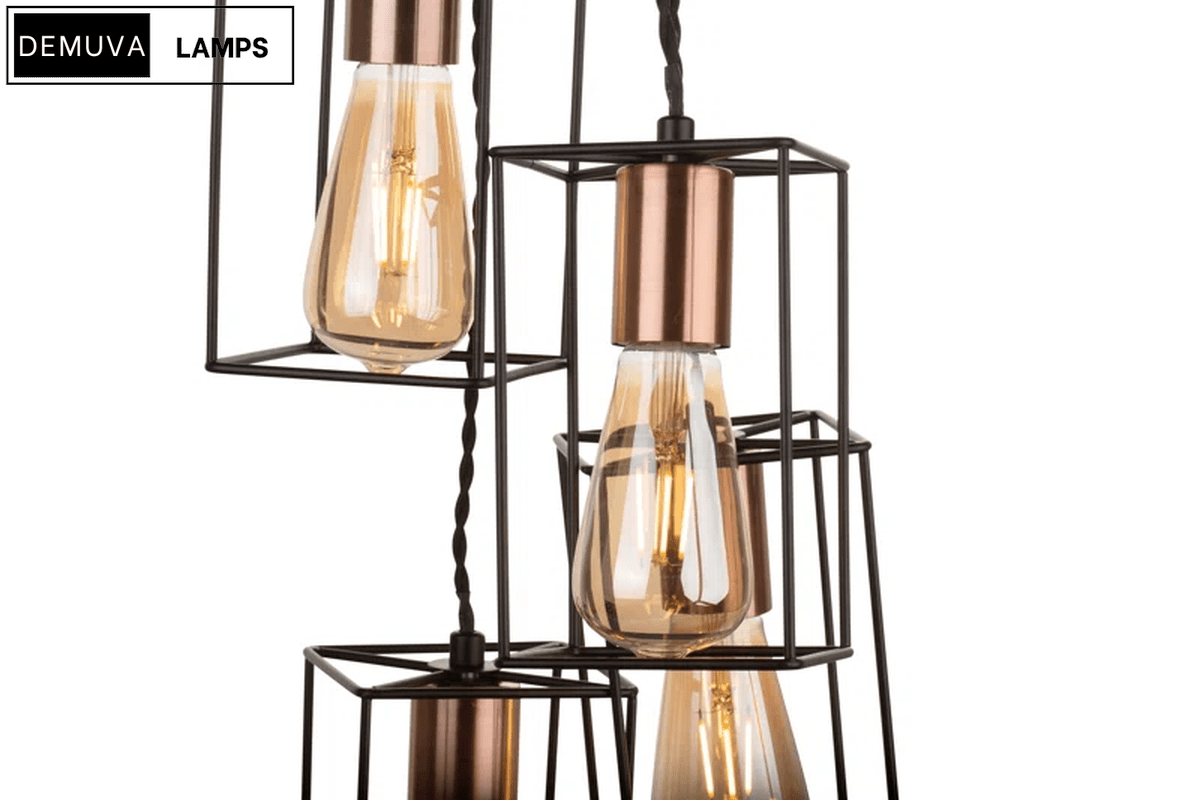 Industrial 4 - Light Black Copper Cage Pendant - Demuva