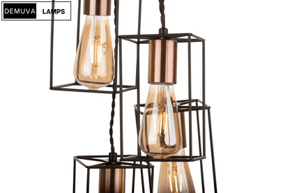 Industrial 4 - Light Black Copper Cage Pendant - Demuva