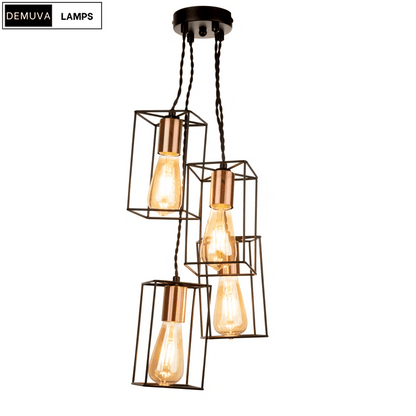 Industrial 4 - Light Black Copper Cage Pendant - Demuva