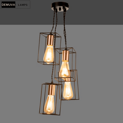 Industrial 4 - Light Black Copper Cage Pendant - Demuva
