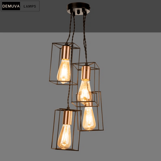 Industrial 4 - Light Black Copper Cage Pendant - Demuva