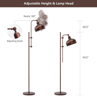 Industrial Floor Lamp with Adjustable Height and Lamp Head - Demuva