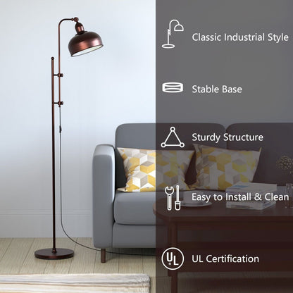 Industrial Floor Lamp with Adjustable Height and Lamp Head - Demuva