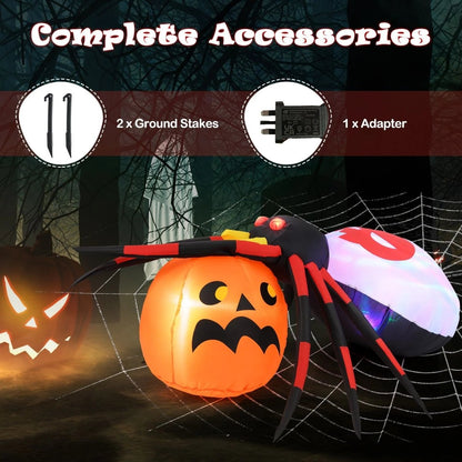 Inflatable Halloween Spider with Colorful Rotating Light - Demuva