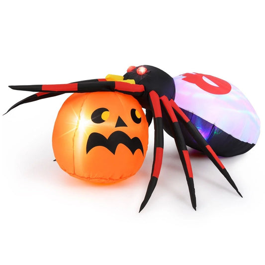 Inflatable Halloween Spider with Colorful Rotating Light - Demuva