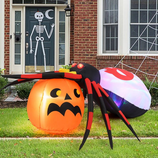 Inflatable Halloween Spider with Colorful Rotating Light - Demuva