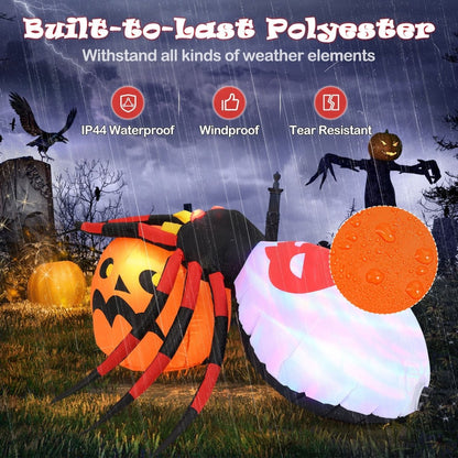 Inflatable Halloween Spider with Colorful Rotating Light - Demuva