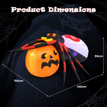 Inflatable Halloween Spider with Colorful Rotating Light - Demuva