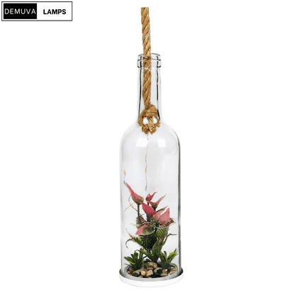 Light up Glass Bottle Flower Plant Decorative Ornament on an LED Rope Home Decor - Demuva