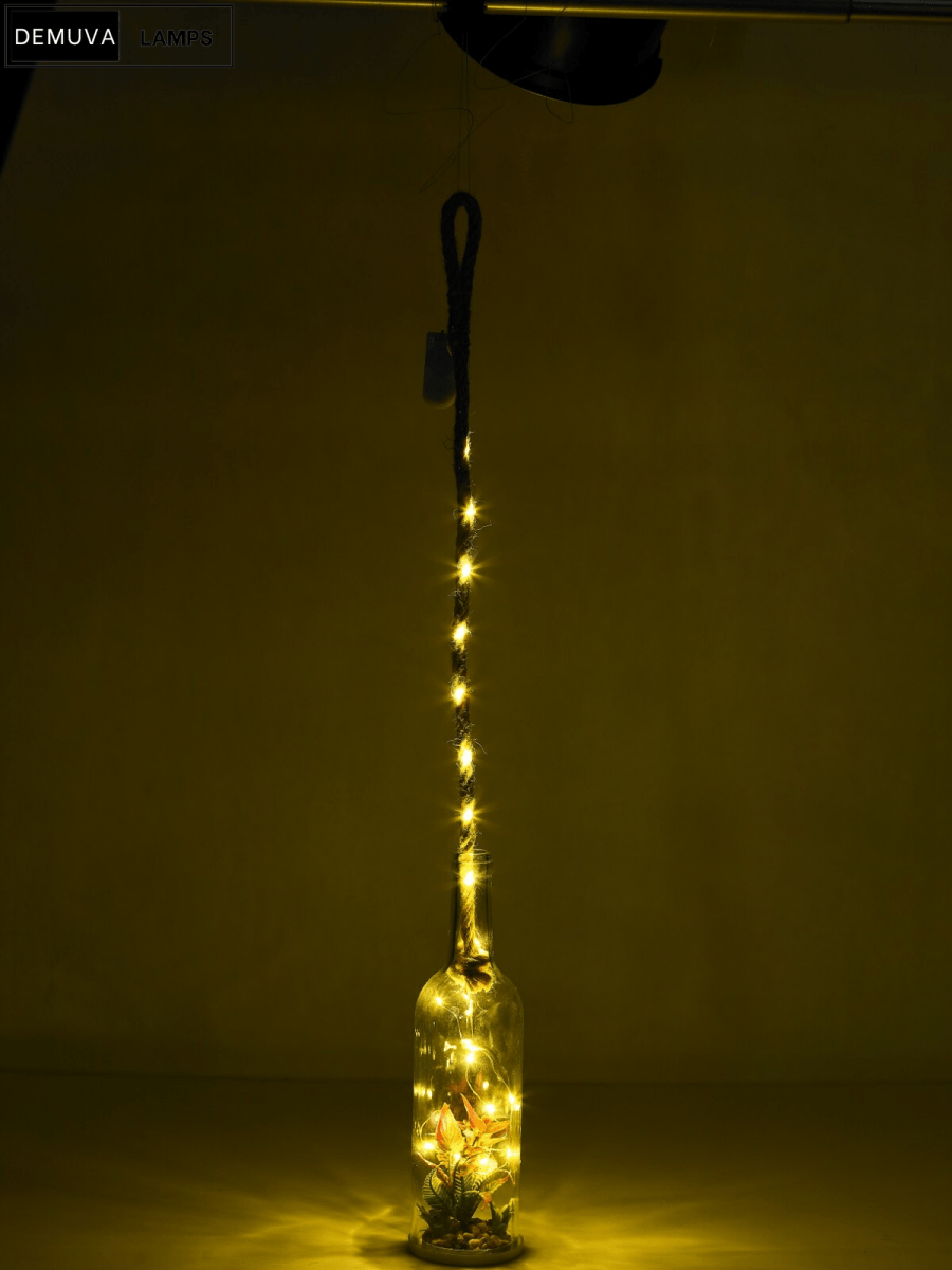 Light up Glass Bottle Flower Plant Decorative Ornament on an LED Rope Home Decor - Demuva