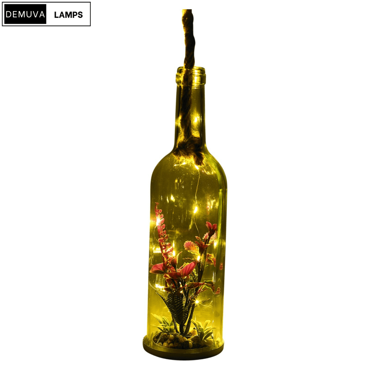 Light up Glass Bottle Flower Plant Decorative Ornament on an LED Rope Home Decor - Demuva