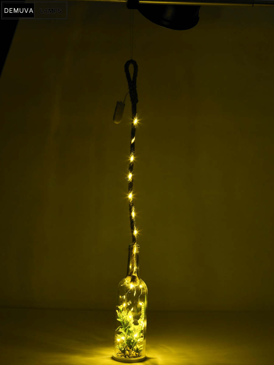 Light up Glass Bottle Flower Plant Decorative Ornament on an LED Rope Home Decor - Demuva