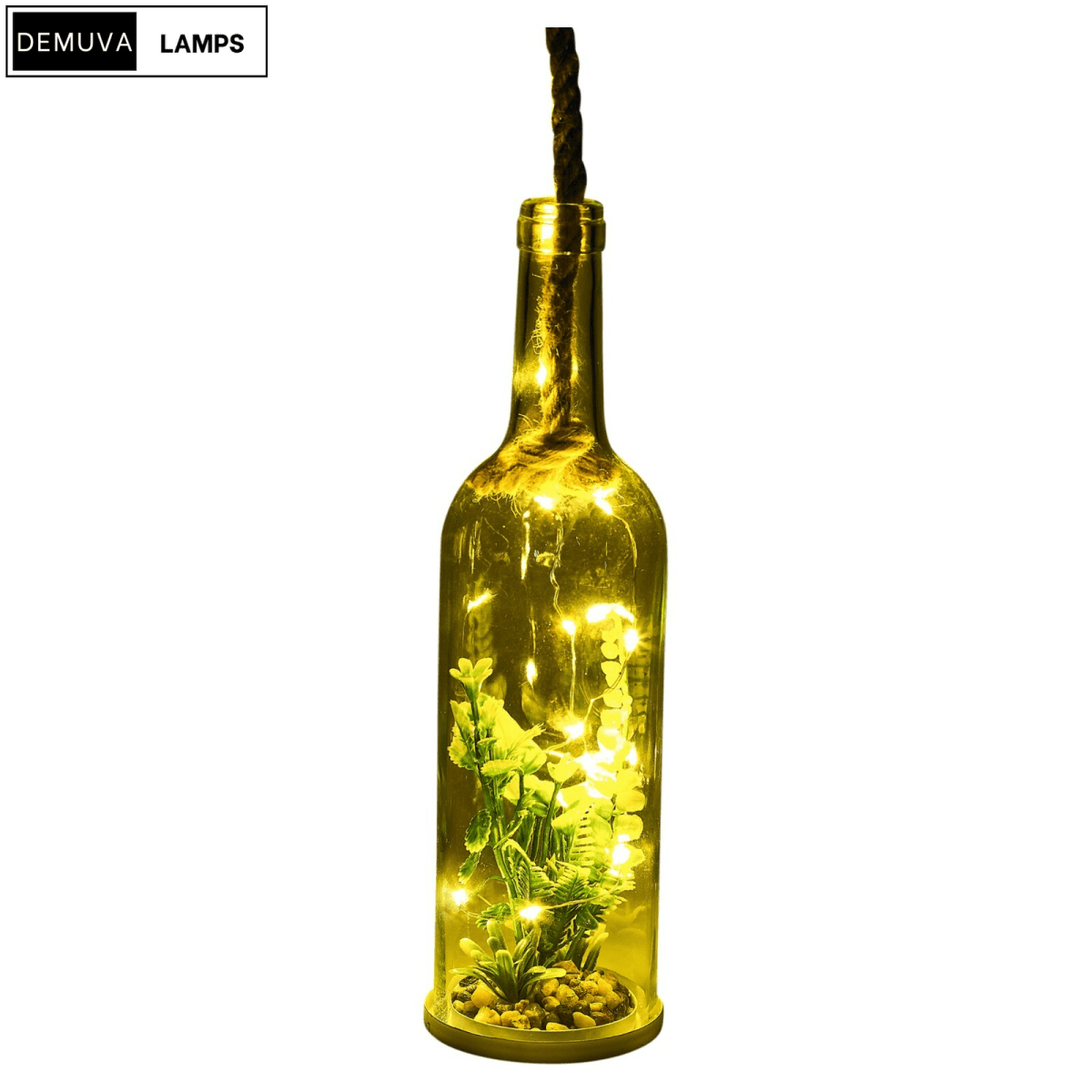 Light up Glass Bottle Flower Plant Decorative Ornament on an LED Rope Home Decor - Demuva