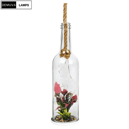 Light up Glass Bottle Flower Plant Decorative Ornament on an LED Rope Home Decor - Demuva