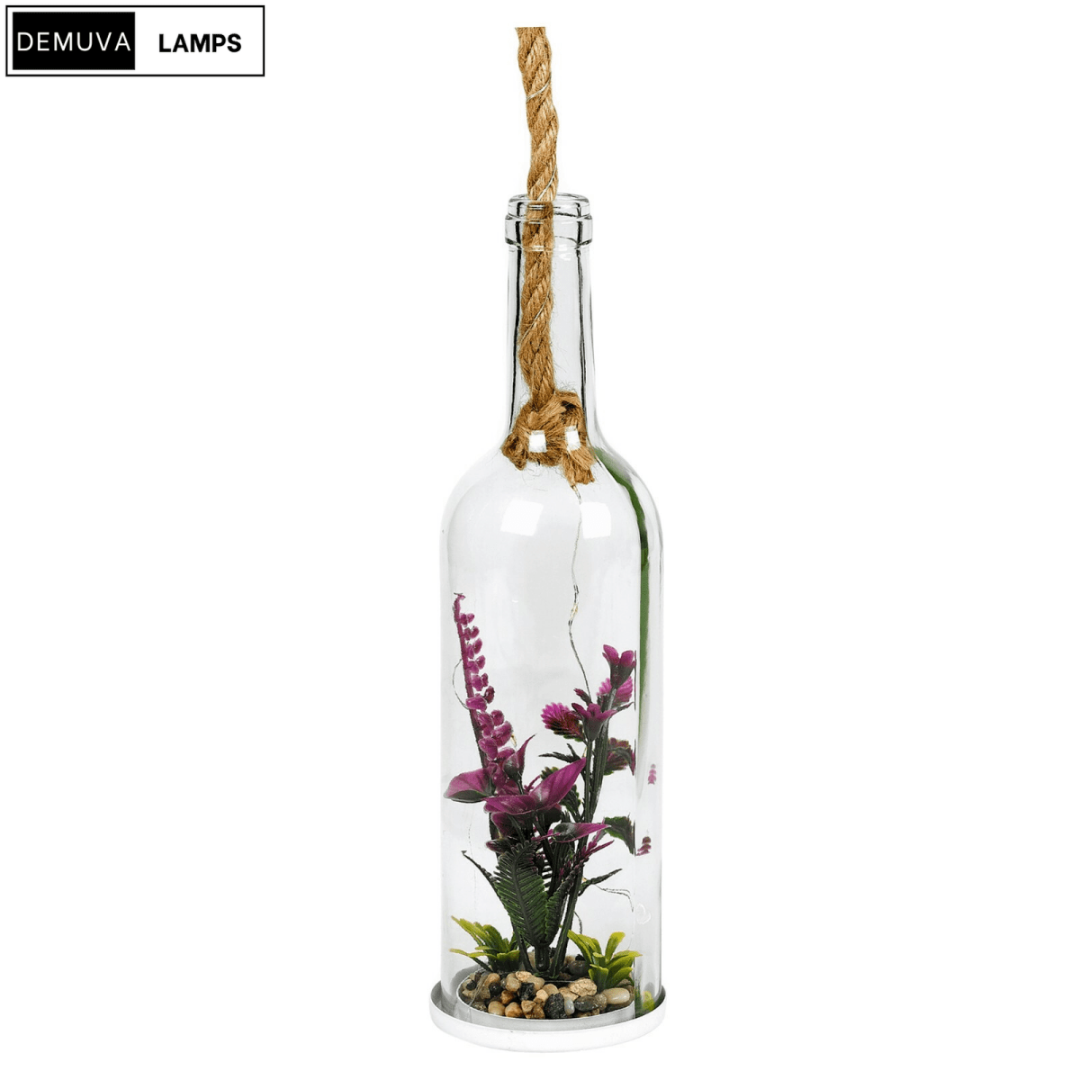 Light up Glass Bottle Flower Plant Decorative Ornament on an LED Rope Home Decor - Demuva