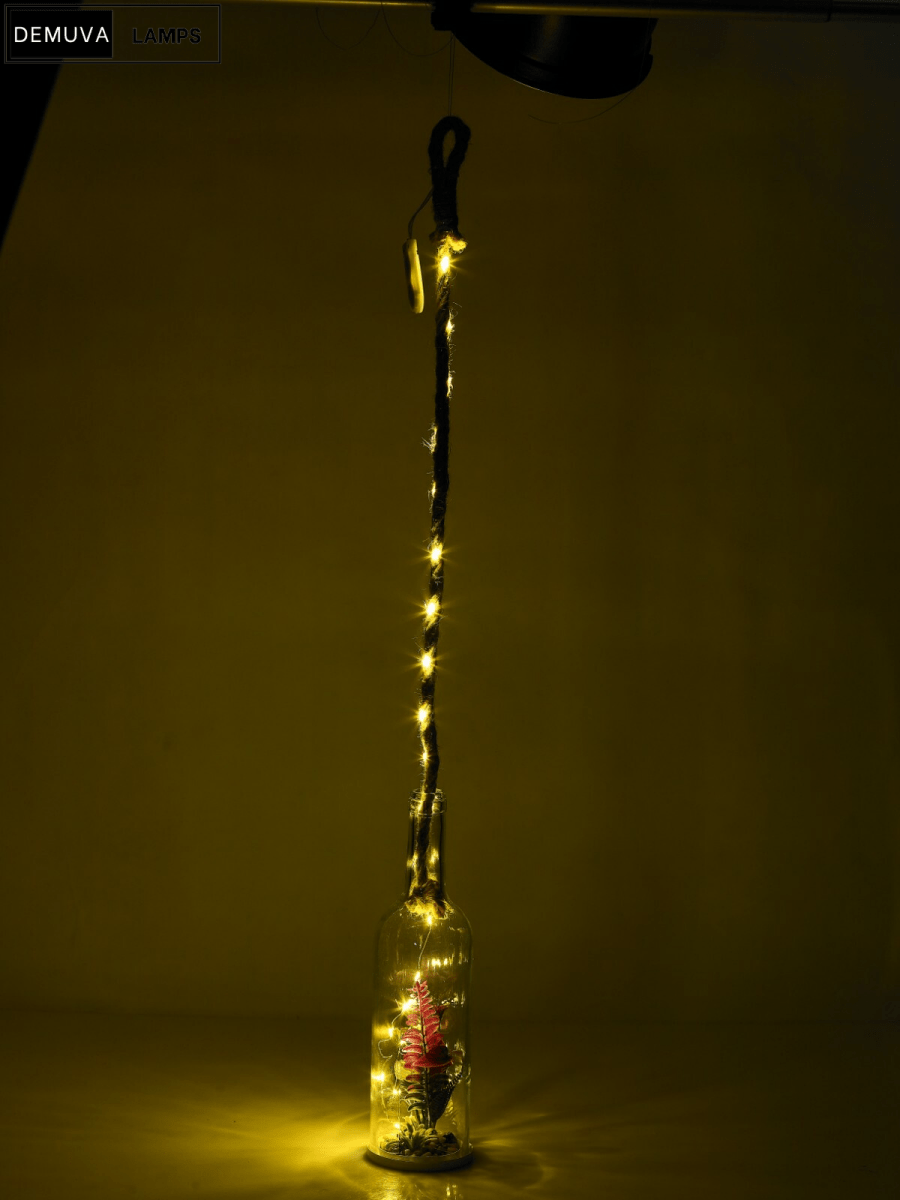 Light up Glass Bottle Flower Plant Decorative Ornament on an LED Rope Home Decor - Demuva