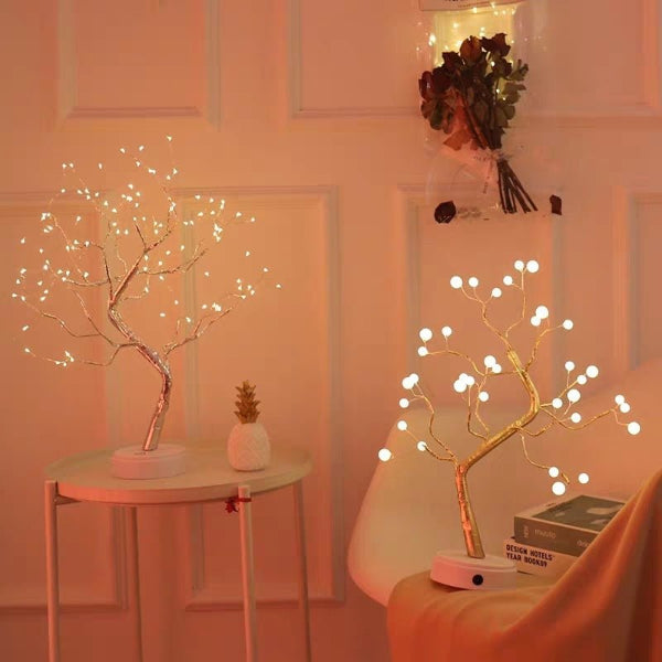 LumiTwig Copper Wire LED Tree Light – USB or Battery - Powered Bedroom & Event Decor Lamp - Demuva