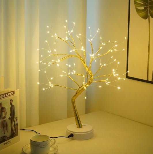 LumiTwig Copper Wire LED Tree Light – USB or Battery - Powered Bedroom & Event Decor Lamp - Demuva