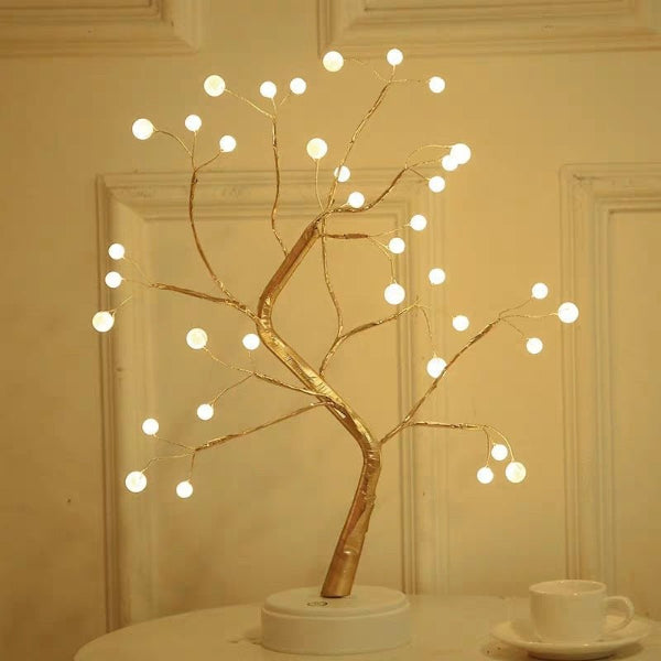 LumiTwig Copper Wire LED Tree Light – USB or Battery - Powered Bedroom & Event Decor Lamp - Demuva