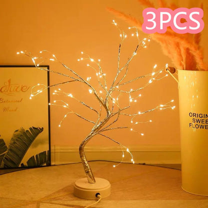 LumiTwig Copper Wire LED Tree Light – USB or Battery - Powered Bedroom & Event Decor Lamp - Demuva