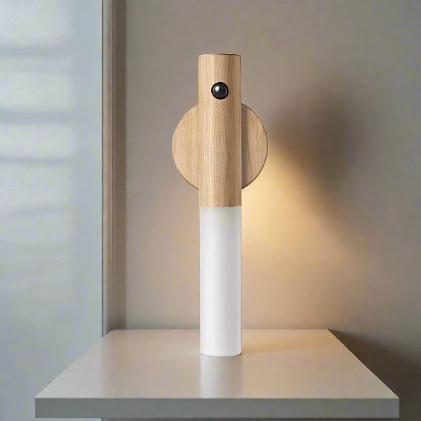 LumoNest Magnetic Wooden Motion Sensor Night Light – USB Rechargeable LED for Hallways, Cabinets & Bedrooms - Demuva