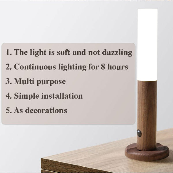 LumoNest Magnetic Wooden Motion Sensor Night Light – USB Rechargeable LED for Hallways, Cabinets & Bedrooms - Demuva