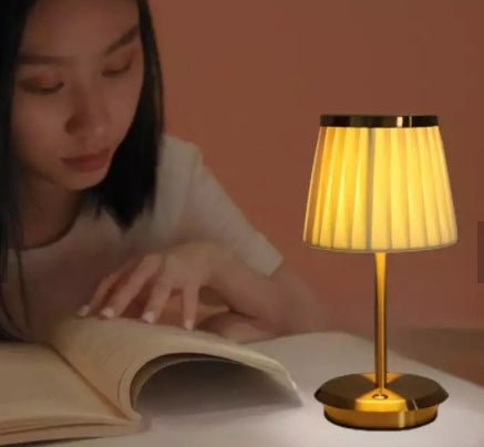 Lunara Antique Gold Cordless Table Lamp – Rechargeable Bedside Light - Demuva