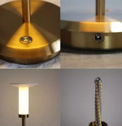 Lunara Antique Gold Cordless Table Lamp – Rechargeable Bedside Light - Demuva