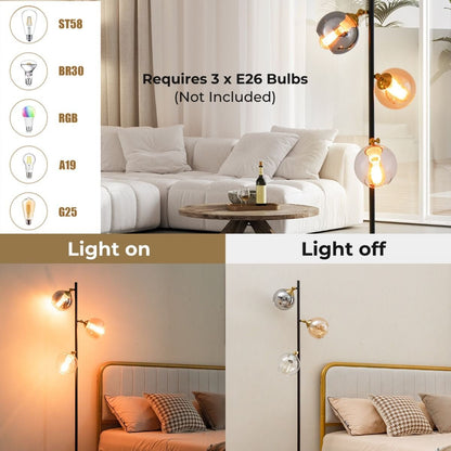 Modern Freestanding Lamp with 3 Glass Globe Lampshades - Demuva