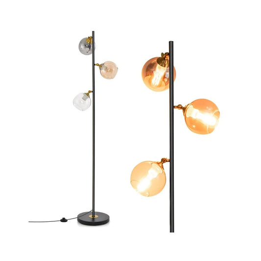Modern Freestanding Lamp with 3 Glass Globe Lampshades - Demuva