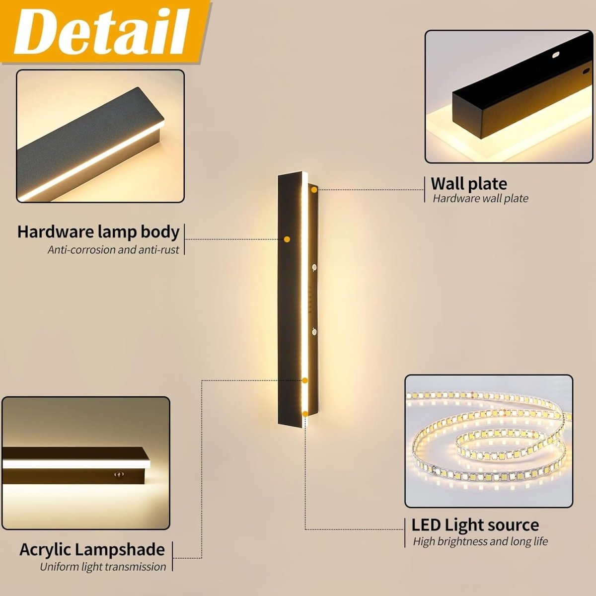 Modern Outdoor Wall Light 40cm Black Minimalist Long Fixture - Demuva