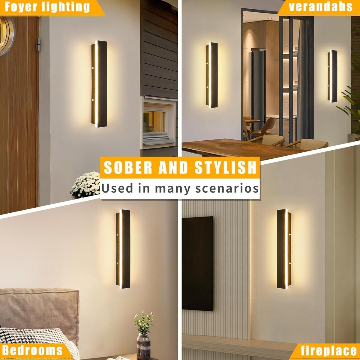 Modern Outdoor Wall Light 40cm Black Minimalist Long Fixture - Demuva