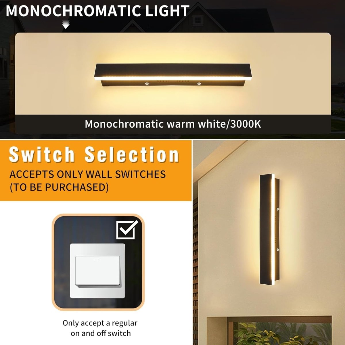 Modern Outdoor Wall Light 40cm Black Minimalist Long Fixture - Demuva